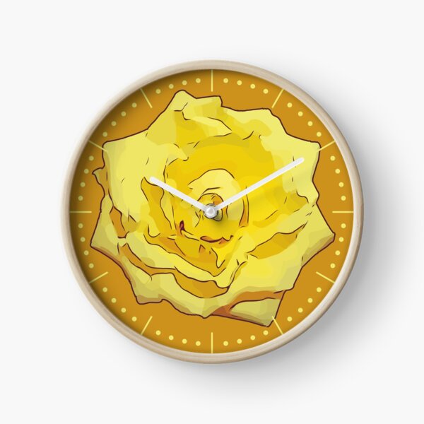 Gelbe Rose Blumen Illustration Blumenmotiv Uhr