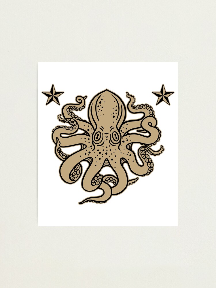 Octopus Print Skull Tattoo Flash Sheet Nautical Flash  Etsy