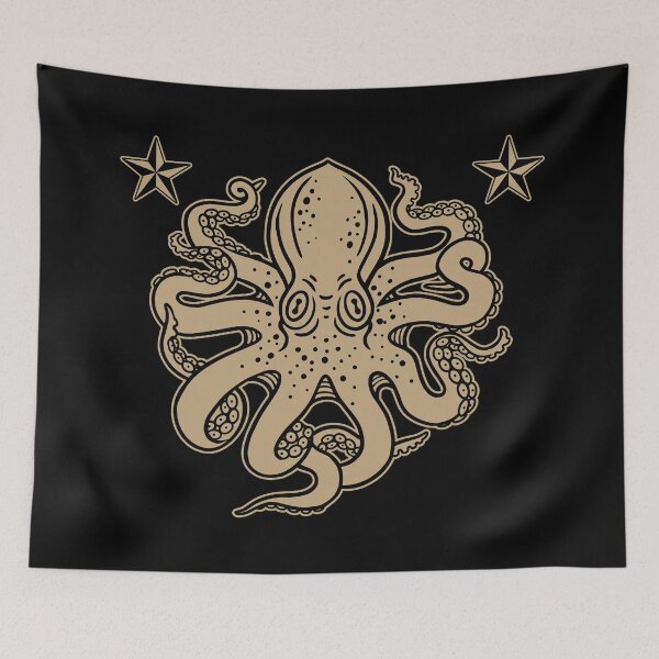 Item preview, Octopus and Stars Traditional Tattoo designed and sold by SevenRelics.