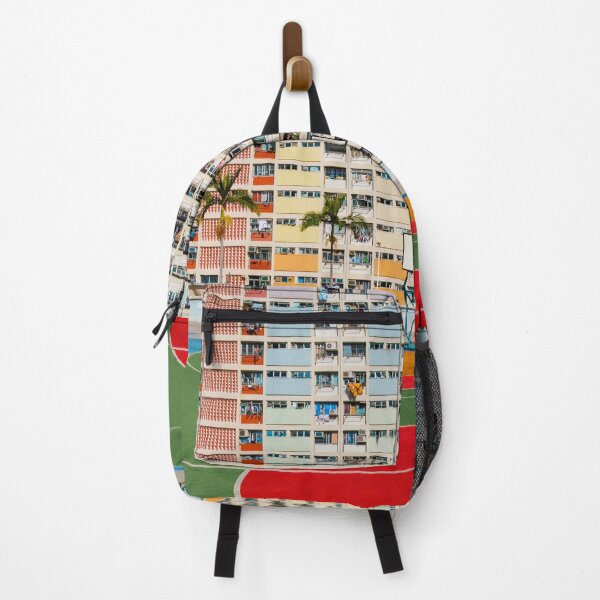 Item preview,  Basketball court, HongKong - Colorful rainbow building Facade in Hong Kong -  designed and sold by ohaniki.