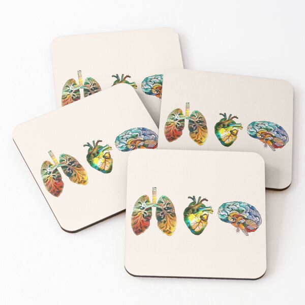 Item preview, colorful set of human organ, roses, flowers, lungs, heart and brain designed and sold by Collagedream.
