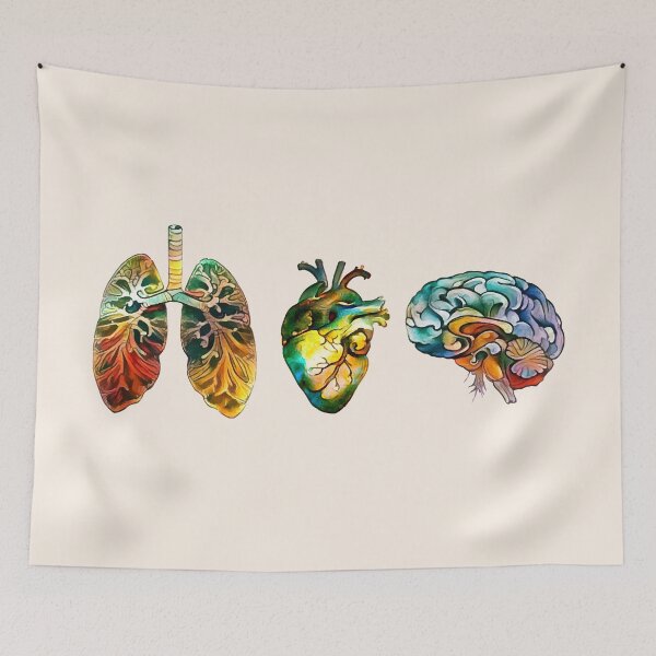 Item preview, colorful set of human organ, roses, flowers, lungs, heart and brain designed and sold by Collagedream.