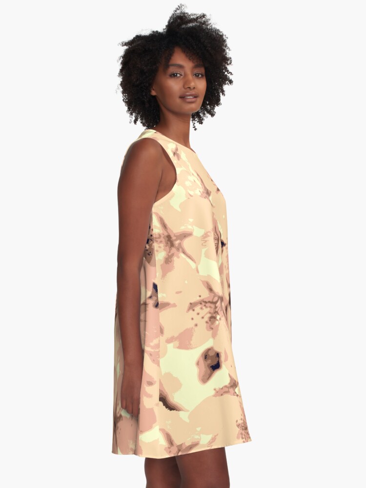Alternate view of Vintage Peach Pink Cream Cherry Blossoms Illustration A-Line Dress