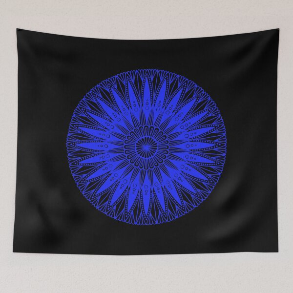 Item preview, Round mandala (blue on black) designed and sold by Calen  Picard-Carroll.