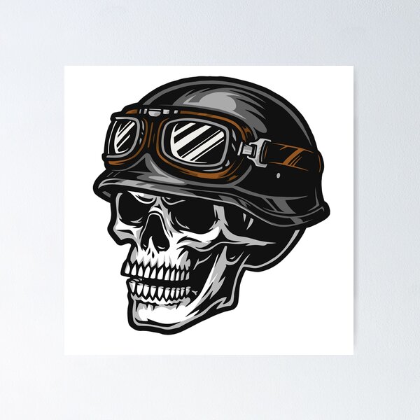 Item preview, skull wearing motorcycle helmet sticker designed and sold by hotifroti.
