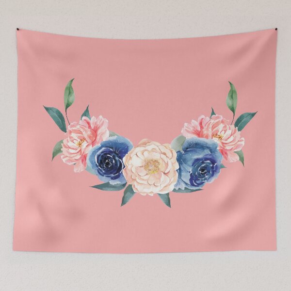 Item preview, Navy and Blush Floral Wreath designed and sold by Mzeibert.