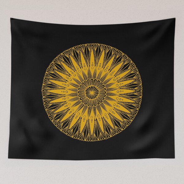 Item preview, Round mandala (gold on black) designed and sold by Calen  Picard-Carroll.
