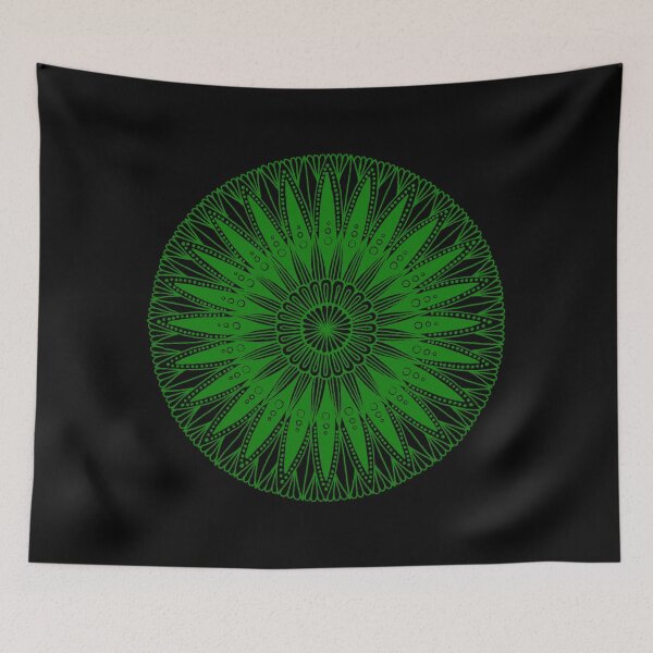 Item preview, Round mandala (green on black) designed and sold by Calen  Picard-Carroll.