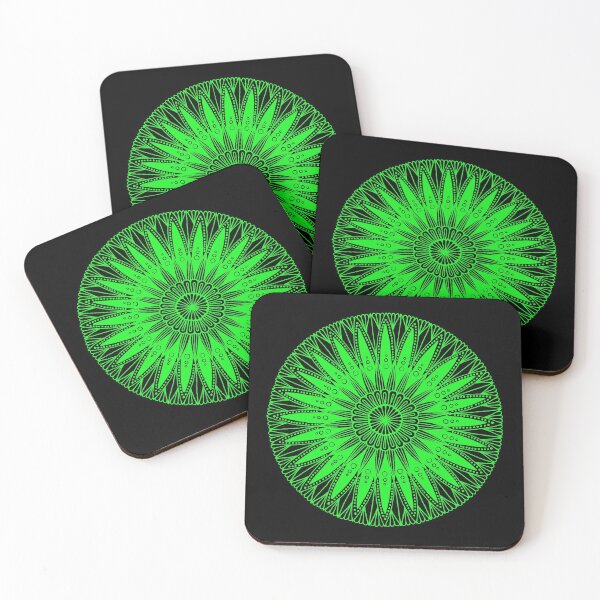 Item preview, Round mandala (lime green on black) designed and sold by Calen  Picard-Carroll.