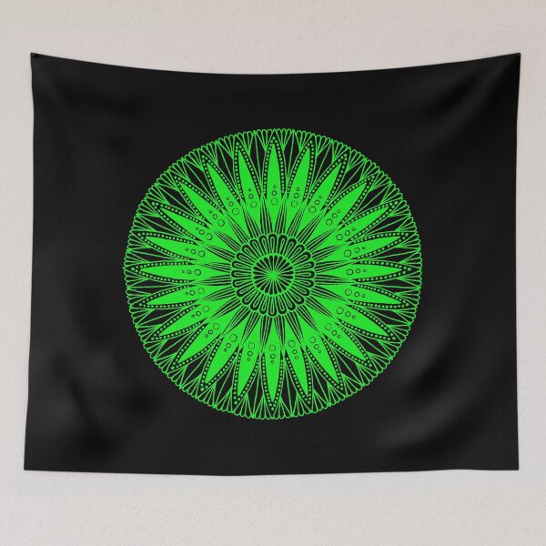 Item preview, Round mandala (lime green on black) designed and sold by Calen  Picard-Carroll.