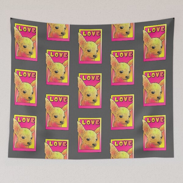 Item preview, chihuahua love pink and yellow pop art designed and sold by weilertsen.