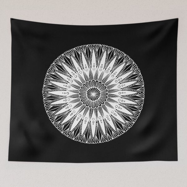 Item preview, Round mandala (white on black) designed and sold by Calen  Picard-Carroll.