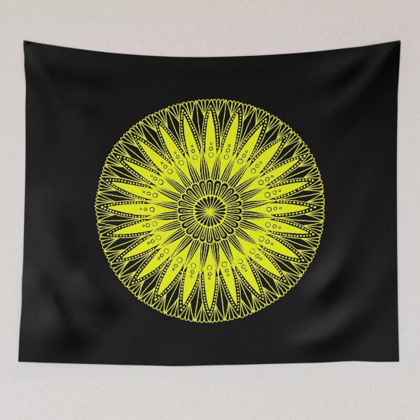 Item preview, Round mandala (yellow on black) designed and sold by Calen  Picard-Carroll.
