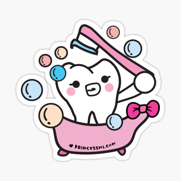 clean tooth toothbrush, cartoon Sticker