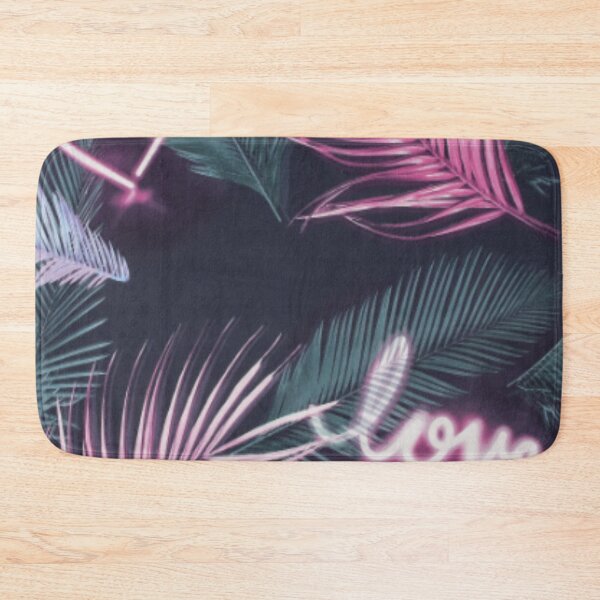 Item preview, Fresco Green, Navy & Pink Neon Tropical Leaves Love Wording designed and sold by WearWolfDesigns.