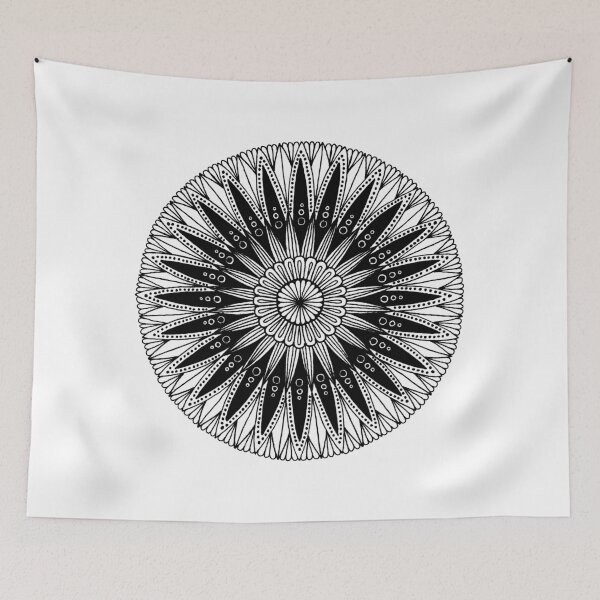 Item preview, Round mandala (black on white) designed and sold by Calen  Picard-Carroll.