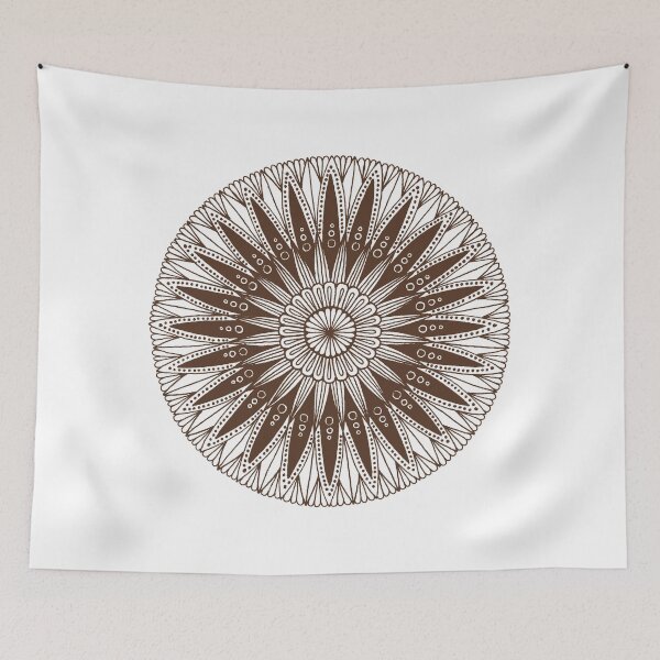 Item preview, Round mandala (brown on white) designed and sold by Calen  Picard-Carroll.