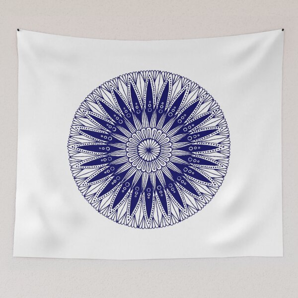 Item preview, Round mandala (navy blue on white) designed and sold by Calen  Picard-Carroll.