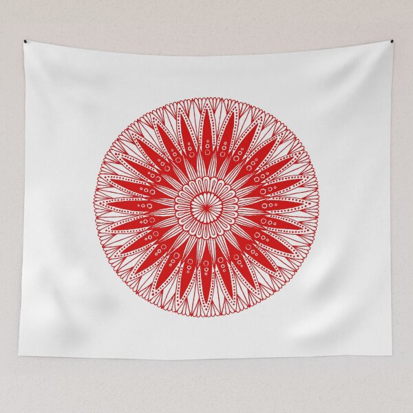 Item preview, Round mandala (red on white) designed and sold by Calen  Picard-Carroll.