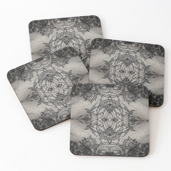 Item preview, Black and Gold Symmetric Floral Lace and Embroidery Pattern  designed and sold by LaceySkies.