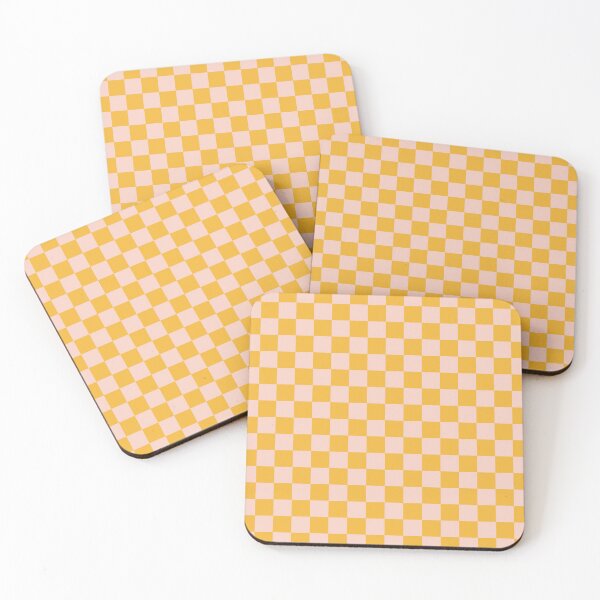Item preview, Checkerboard Small Squares Check Pattern in Orange Mustard and Pale Blush Pink designed and sold by kierkegaard.