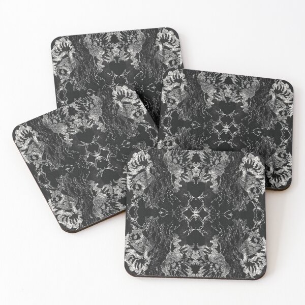 Item preview, Black and Silver Symmetric Floral Lace Pattern  designed and sold by LaceySkies.