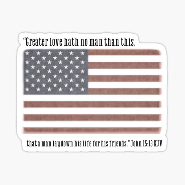 USA Flag - Greater Love - Red, White, and Blue Sticker