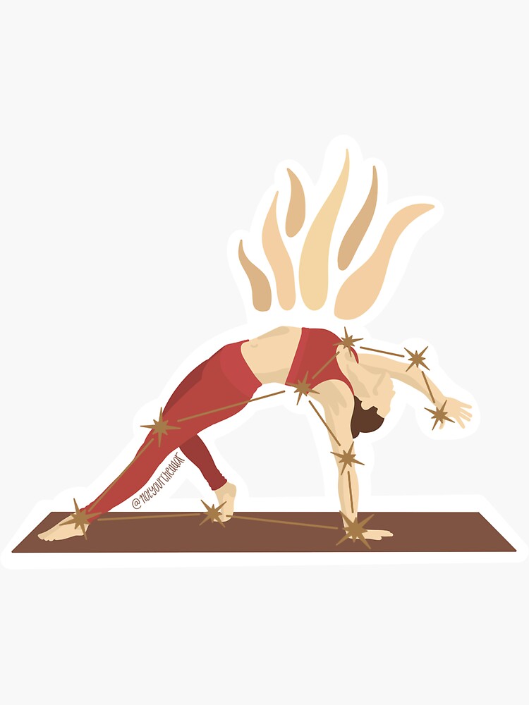 leo yoga pose - white outline | Sticker