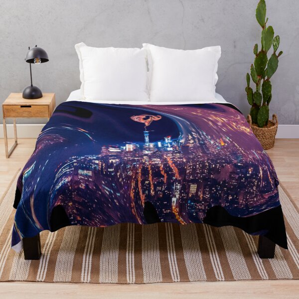 Item preview, Los Angeles in inferno, blue, red, monochrome, abstract art designed and sold by Maria Mihailova.