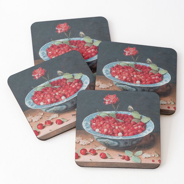 Item preview, Wild Strawberries and a Carnation in a Wan-Li Bowl - Jacob van Hulsdonck designed and sold by PinkTomate.