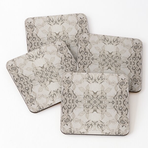 Item preview, Gold Beige Symmetric Floral Roses Lace Pattern  designed and sold by LaceySkies.