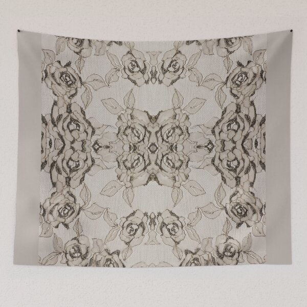 Item preview, Gold Beige Symmetric Floral Roses Lace Pattern  designed and sold by LaceySkies.
