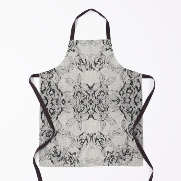 Item preview, Black and White Symmetric Floral Roses Lace Pattern designed and sold by LaceySkies.