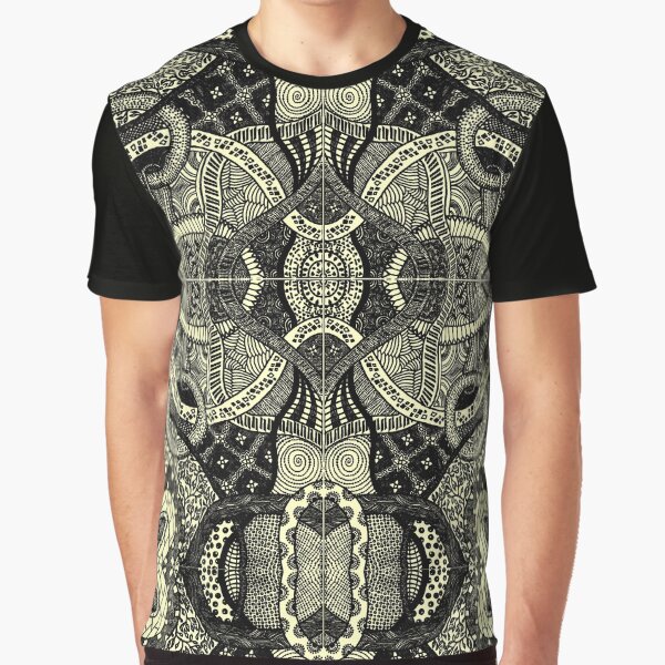 Loops - Black & White Abstract Zentangle Lineart Graphic T-Shirt
