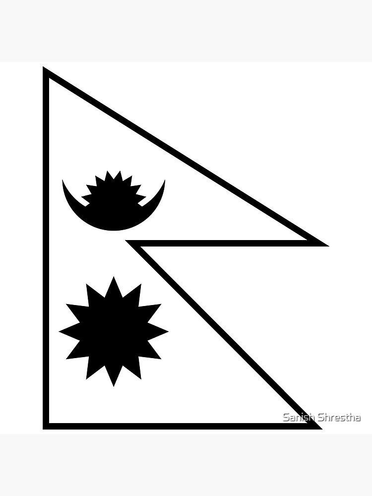 Nepal Flag Black and White | Art Print