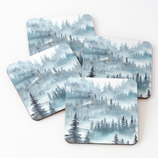 Item preview, Misty teal fog forest designed and sold by myrll.