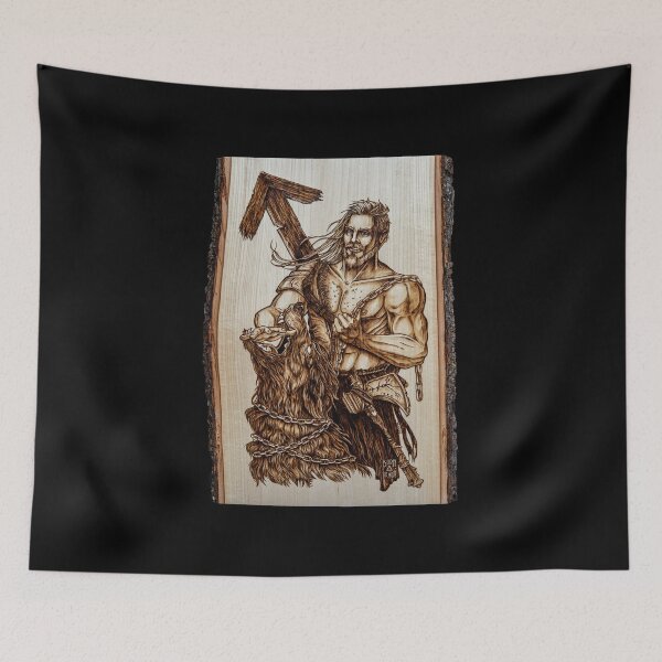 Item preview, Tyr - Nordic God Pyrography Print, Wood Texture designed and sold by BTW-byMargo.