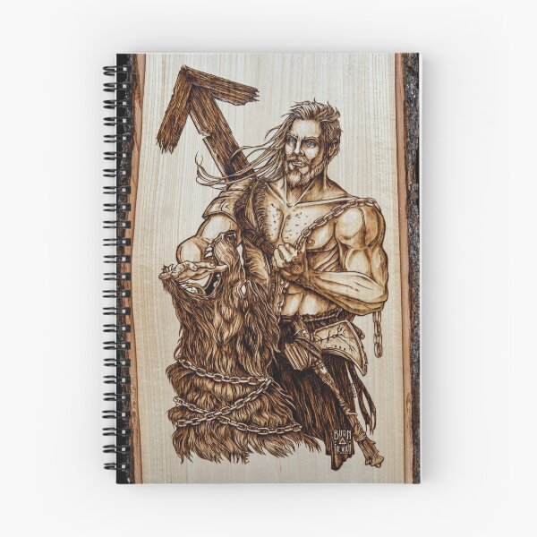 Item preview, Tyr - Nordic God Pyrography Print, Wood Texture designed and sold by BTW-byMargo.