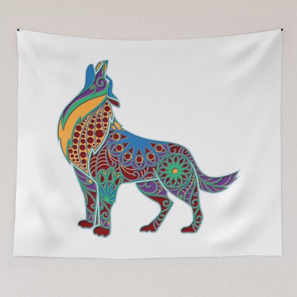 Item preview, Wolf Colorful Mandala Paper Cutout designed and sold by KrisSidDesigns.