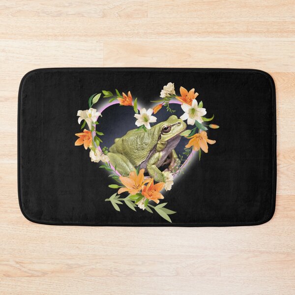 Item preview, Green Frog Inside A Orange Flower Heart Frame Design designed and sold by EarthArtDesigns.