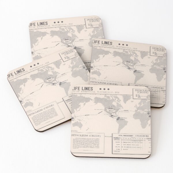 Item preview, Old US Petroleum Import Map (1954) Vintage World Crude Oil Shipping Atlas designed and sold by BravuraMedia.