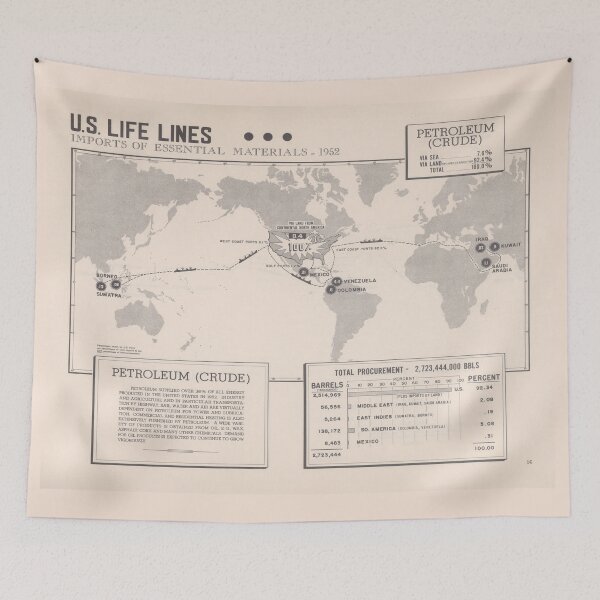 Item preview, Old US Petroleum Import Map (1954) Vintage World Crude Oil Shipping Atlas designed and sold by BravuraMedia.