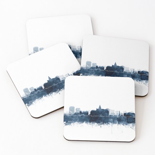 Item preview, Saskatoon Skyline Watercolor Navy Blue by Zouzounio Art designed and sold by zouzounioart.