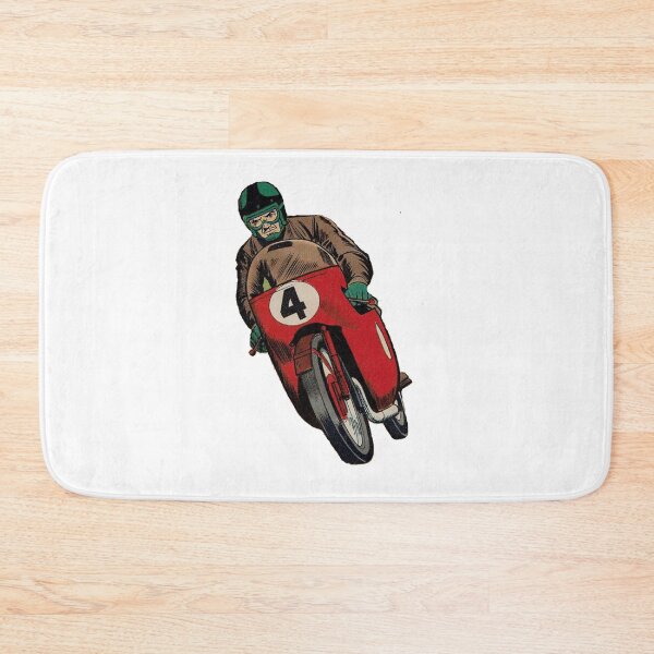 Item preview, Vintage Motorcyle Racer cartoon, comic, scooter, cycle, moped, goggles, helmet, motocross racer designed and sold by Nostrathomas66.