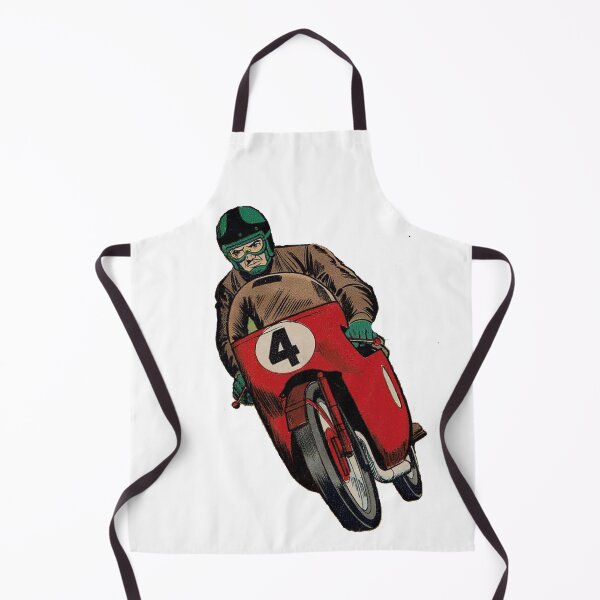 Item preview, Vintage Motorcyle Racer cartoon, comic, scooter, cycle, moped, goggles, helmet, motocross racer designed and sold by Nostrathomas66.