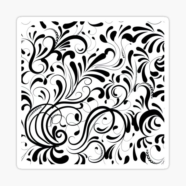 "Floral Black and White Paisley Pattern, Black and White Paisley floral