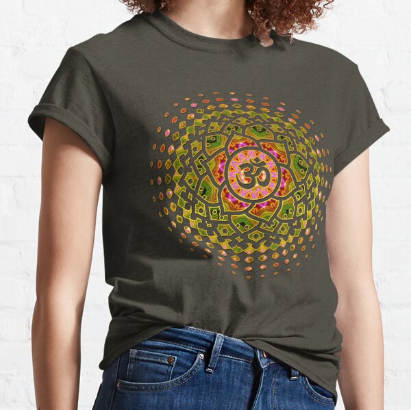 Hot Pink +Green Energy Mandala Classic T-Shirt