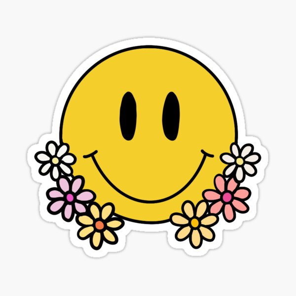 Blue Flower Power Vinyl Sticker, Smiley Flower Sticker, Smiley Face St –  Retrophiliac