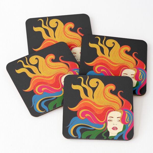 Rainbow hair Coasters (Set of 4)