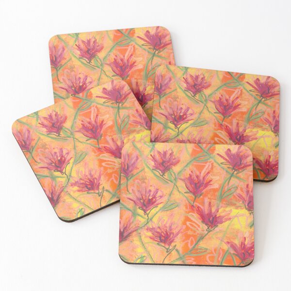 Item preview, Pink Flowers on Orange designed and sold by Sarah Aubry.